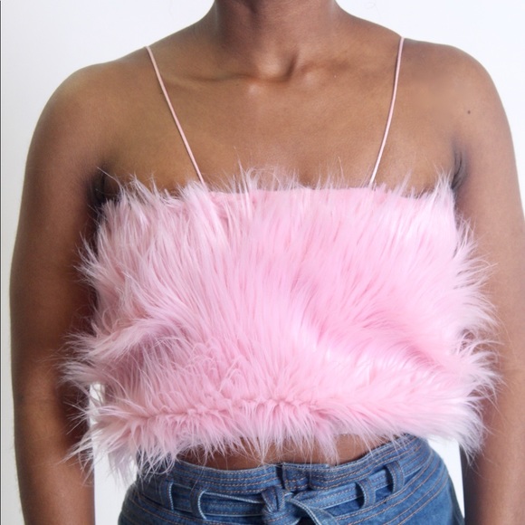 Pink Faux Fur Bandeau - Picture 6 of 6